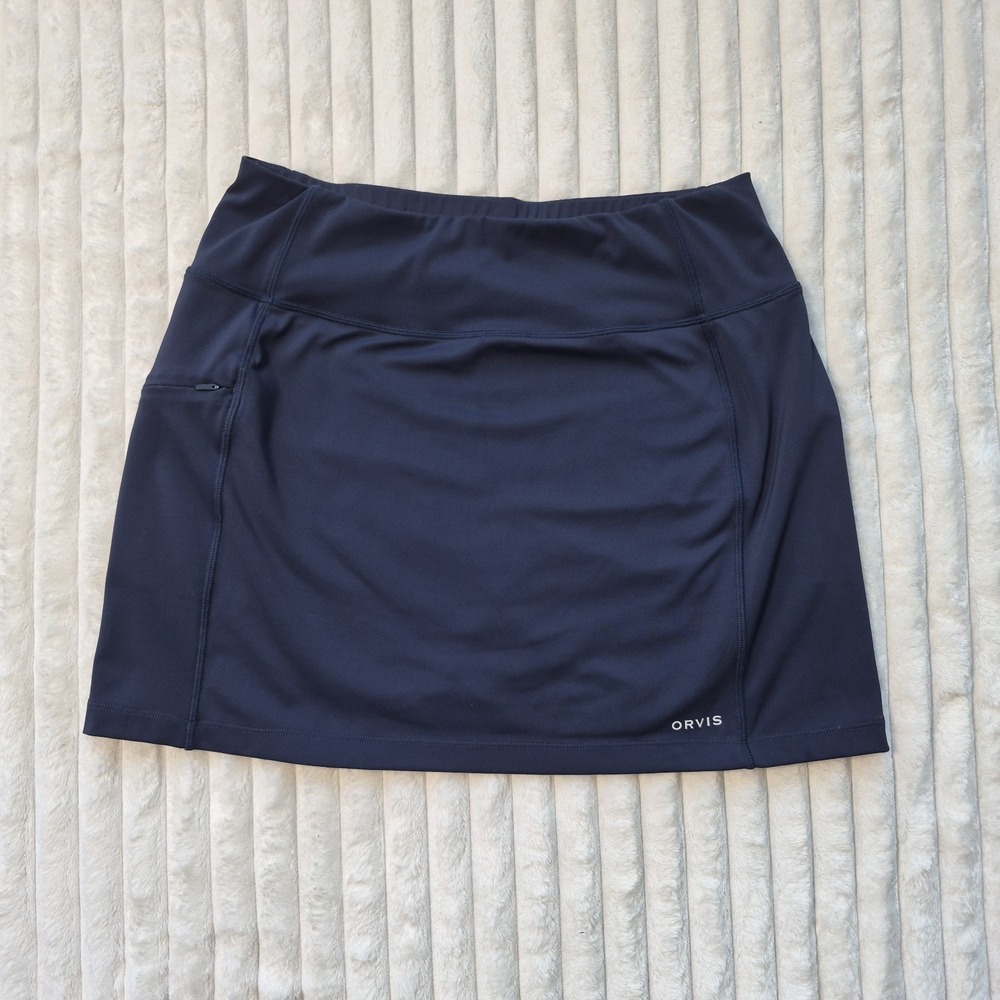 Orvis Active Skort Womens Size Large Lightweight Stretch Pocket Navy Blue